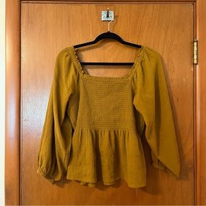 madewell yellow size 8 smocked peplum top